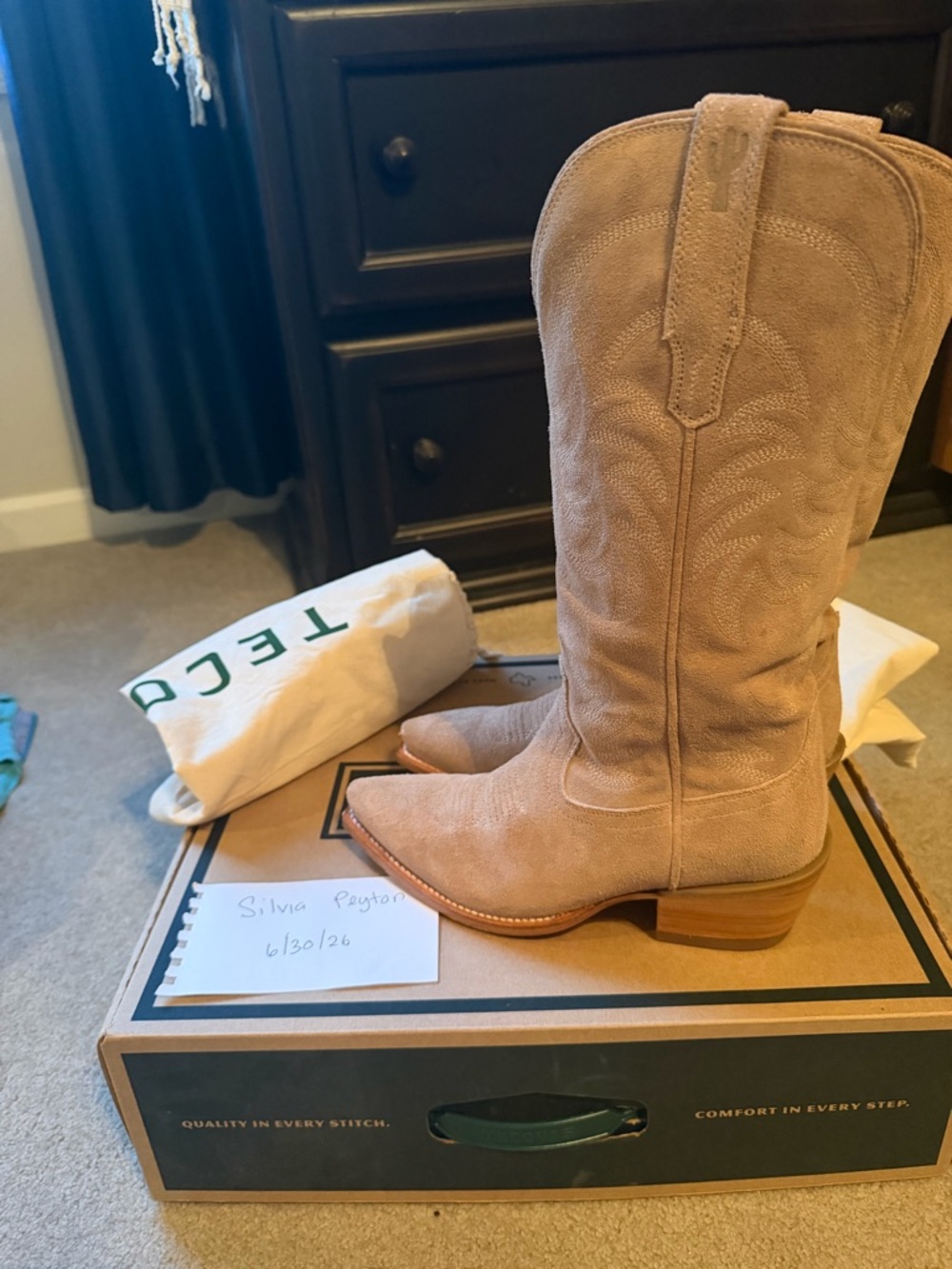 Tecovas Annie Fawn Suede Boots - Picture 3 of 5